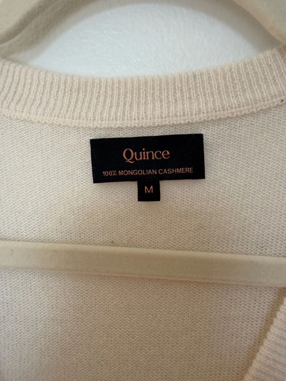 Quince Mongolian Cashmere Short Sleeve Cardigan Ivory M - Picture 2 of 5